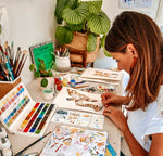 Affiche famille girafe aquarelle création Les Aquarelles de Marlène