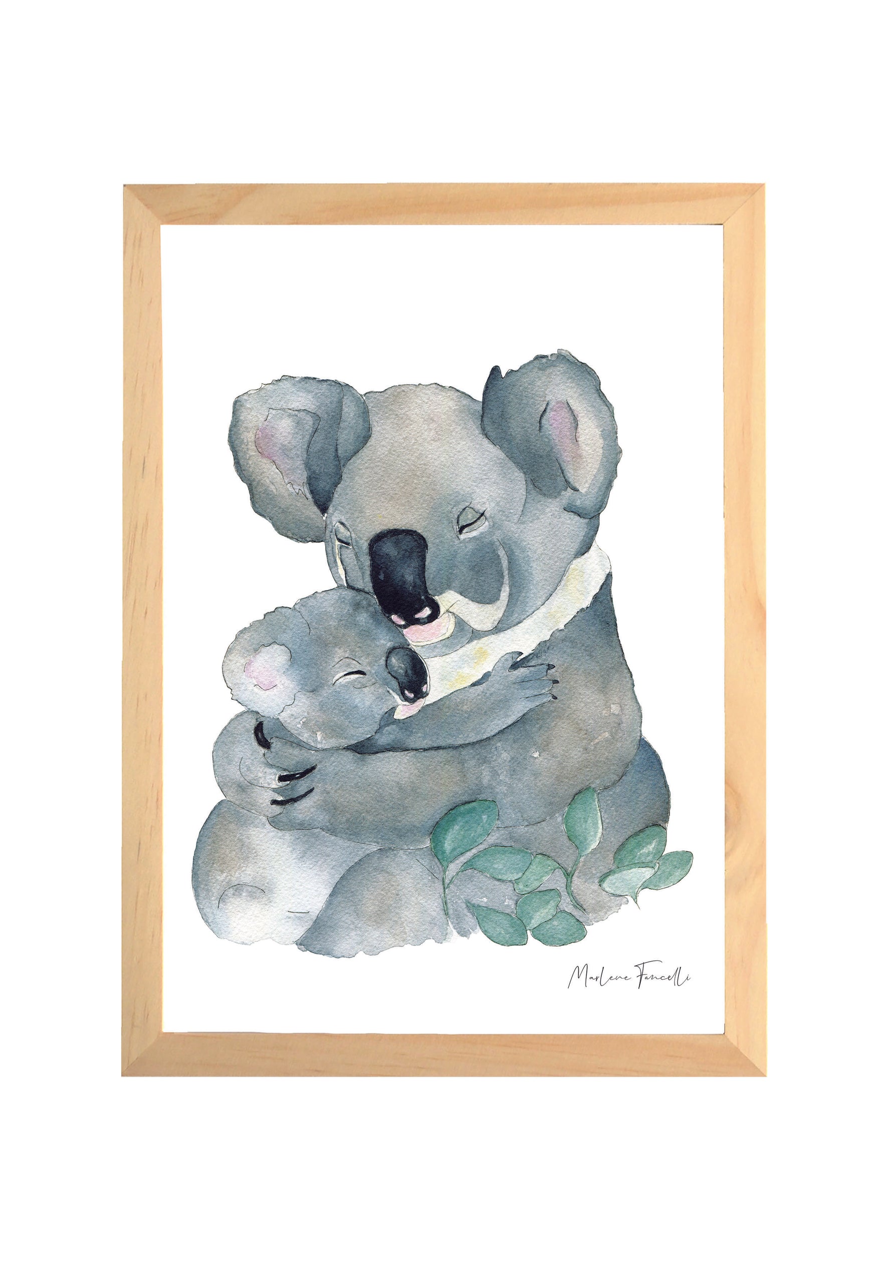 Affiche famille koala aquarelle pour chambre bébé