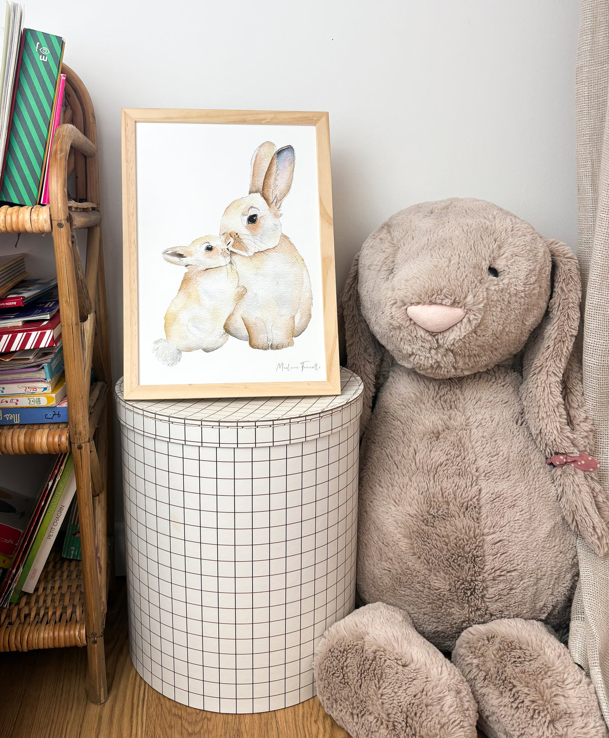 Décoration murale chambre enfant avec famille lapin