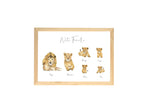 Affiche famille lion personnalisée à l’aquarelle- Décoration chambre enfant et bébé