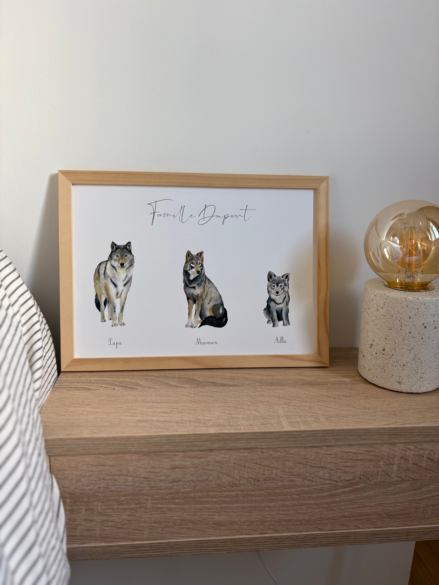 Affiche famille loup personnalisée thème forêt
