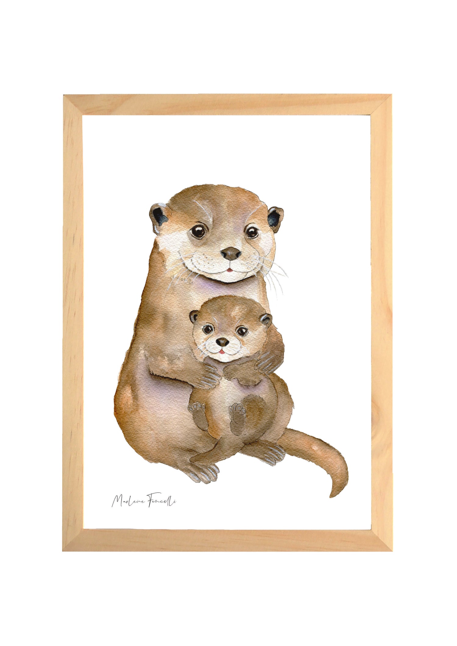 affiche famille loutre aquarelle chambre bébé