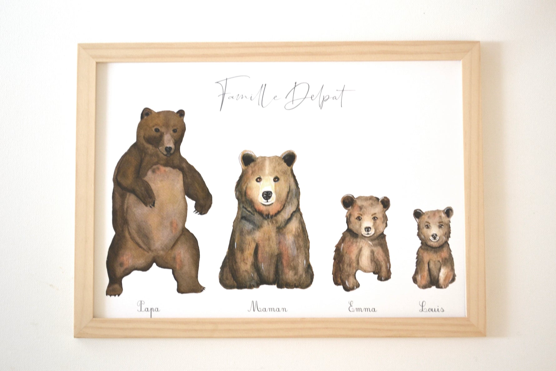 Famille ours brun personnalisée avec nombre d’enfants au choix