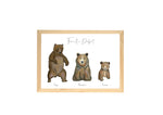 Illustration aquarelle famille Ours brun à personnaliser - Décoration chambre enfant et bébé