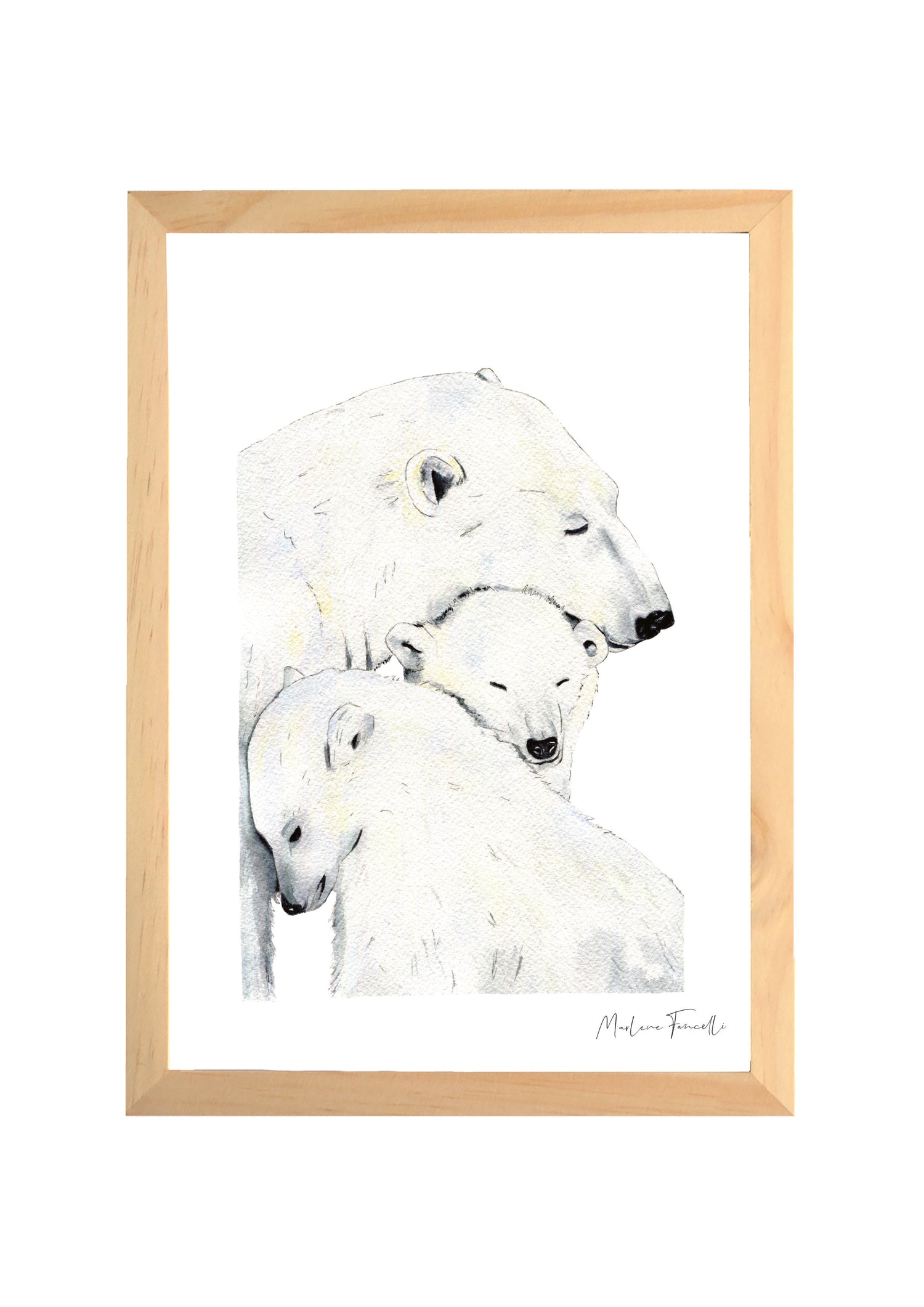 affiche famille ours polaire aquarelle chambre bébé