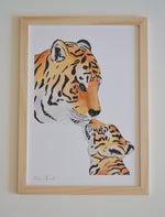 Détail de l’illustration famille tigre à l’aquarelle