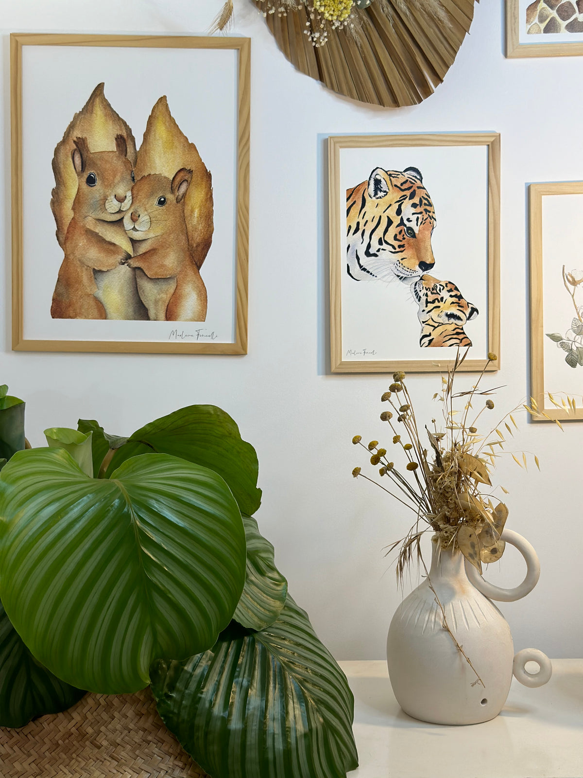 Affiche famille tigre thème savane décoration murale