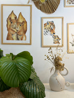 Affiche famille tigre thème savane décoration murale