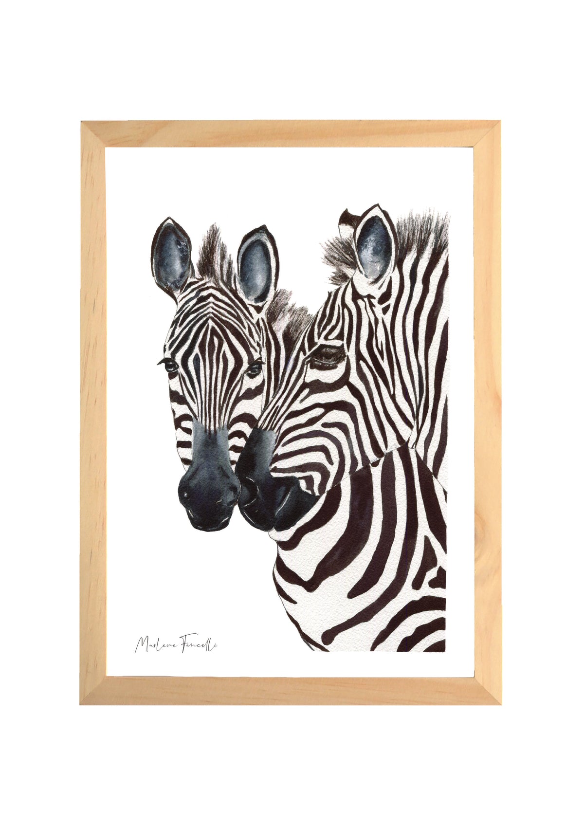 affiche famille zèbre aquarelle chambre bébé