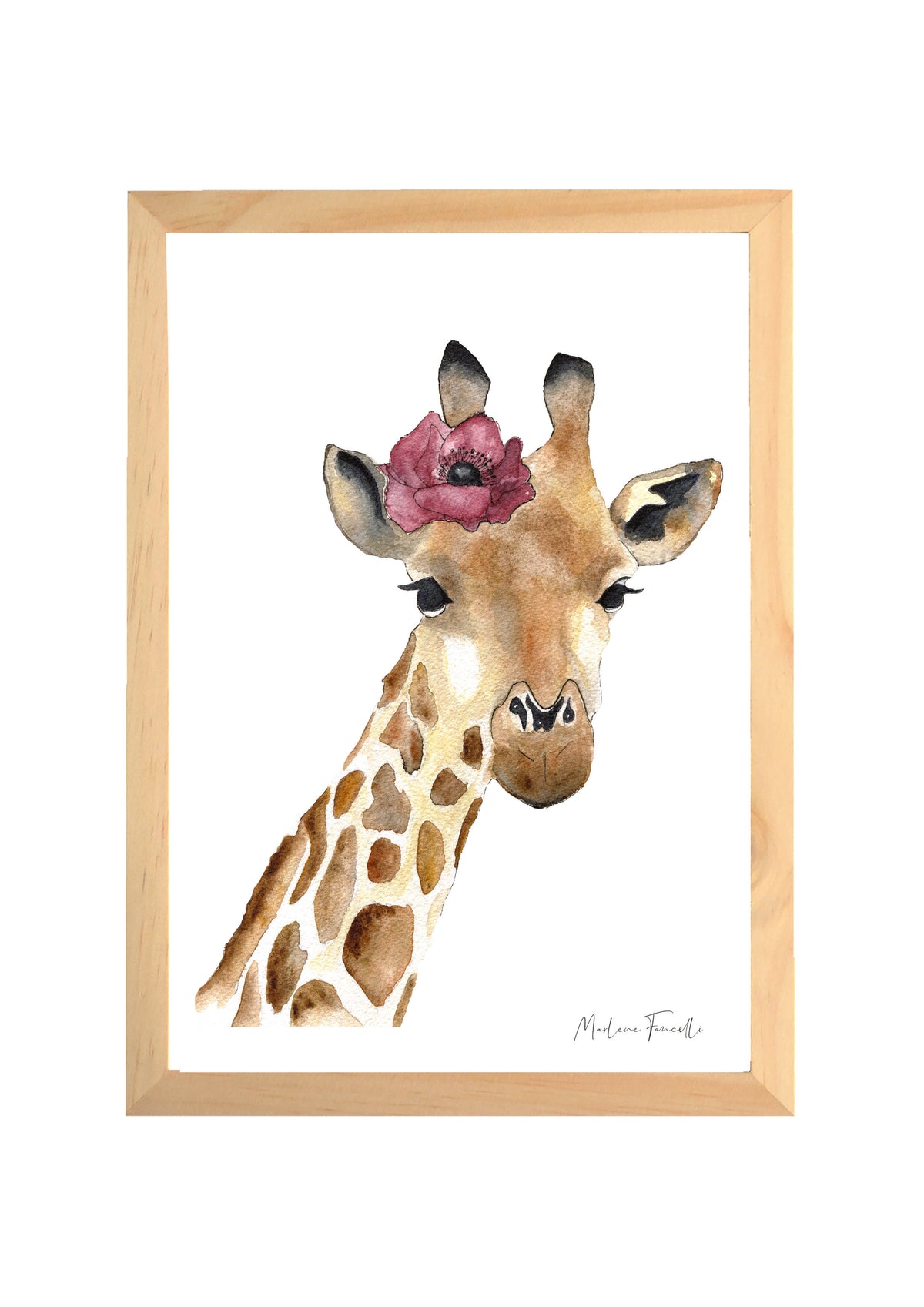 affiche girafe aquarelle avec fleur chambre bébé