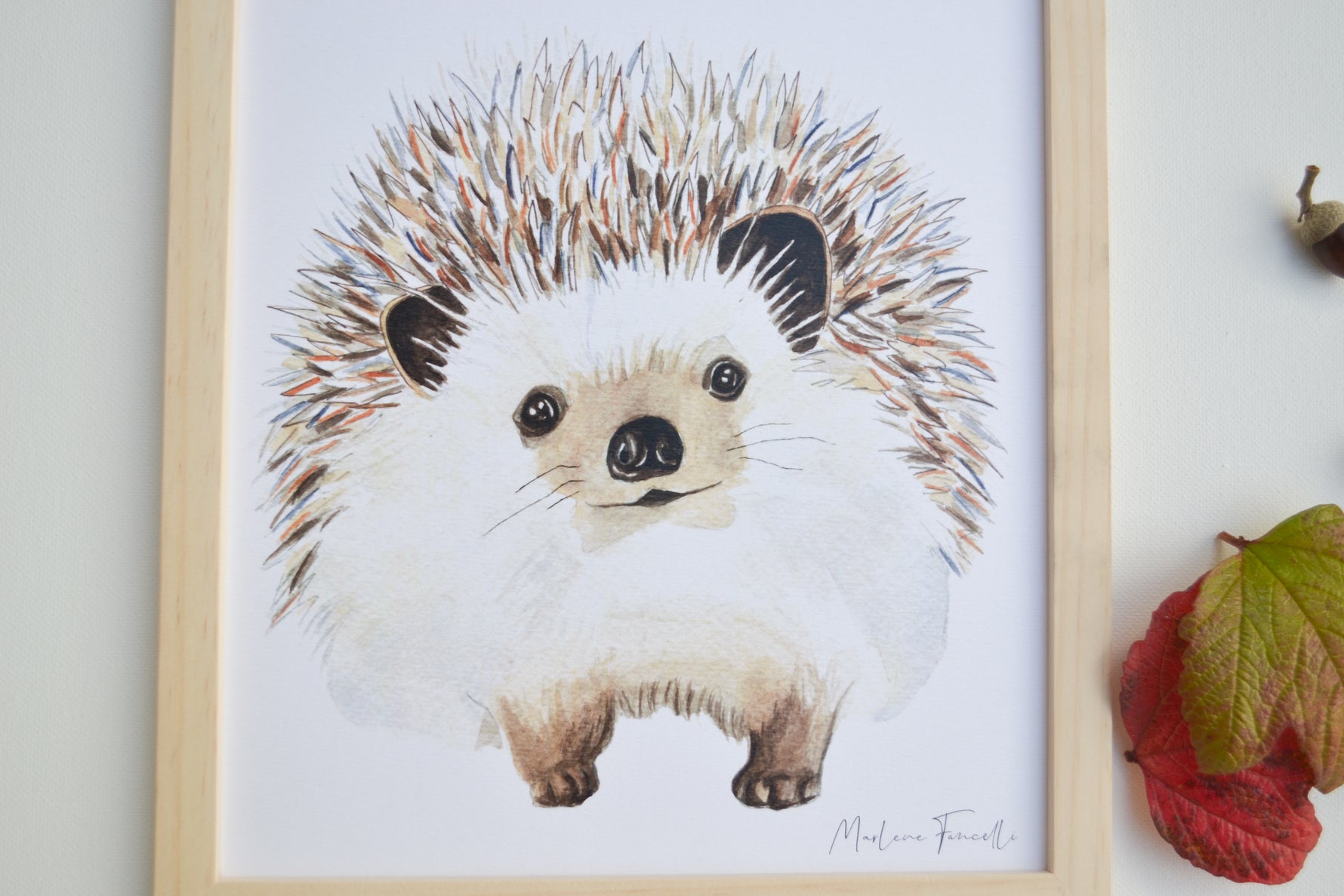 Affiche hérisson animaux de la forêt peinte à l’aquarell