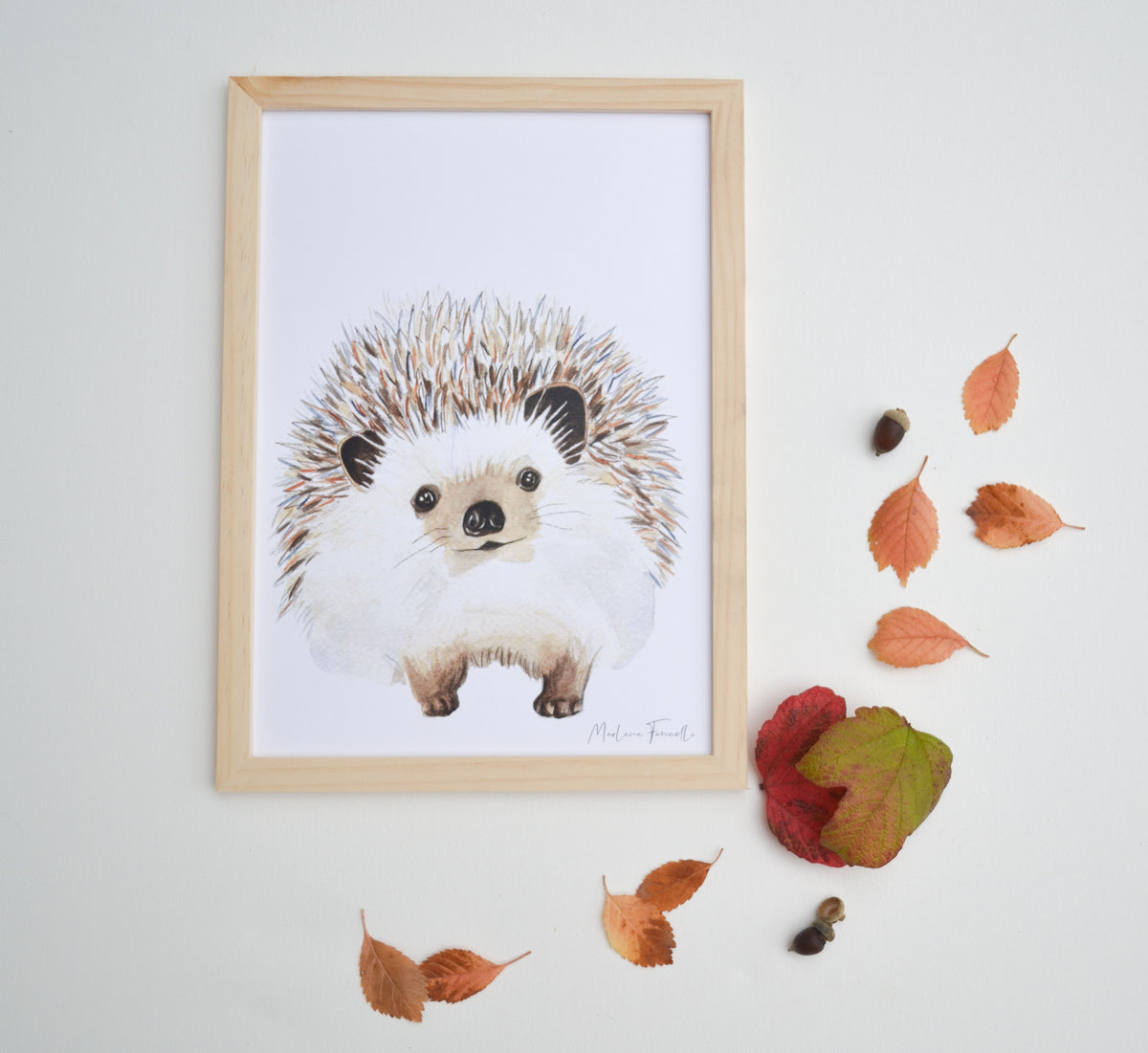 Affiche hérisson aquarelle décoration murale chambre d’enfant