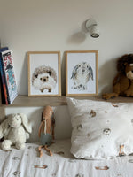affiche hérisson et lapin bélier aquarelle décoration chambre bébé