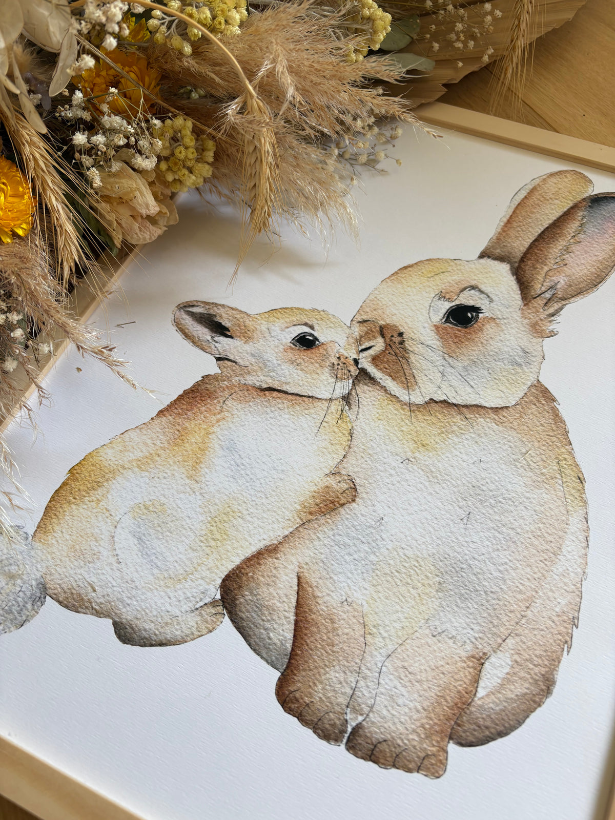 Affiche lapin thème forêt aquarelle douce