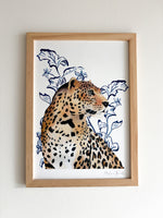 Détail de l’illustration léopard à l’aquarelle