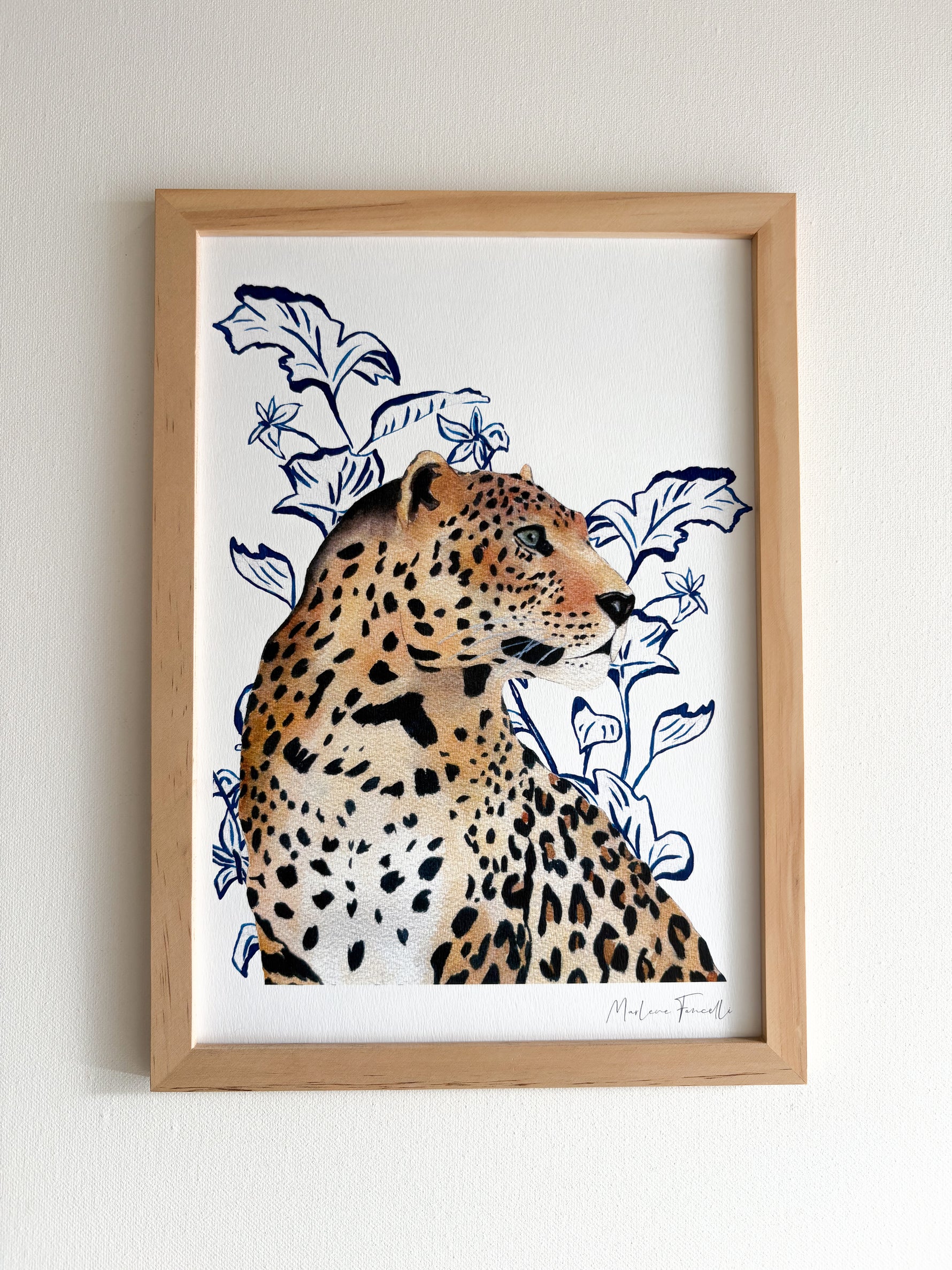 Détail de l’illustration léopard à l’aquarelle