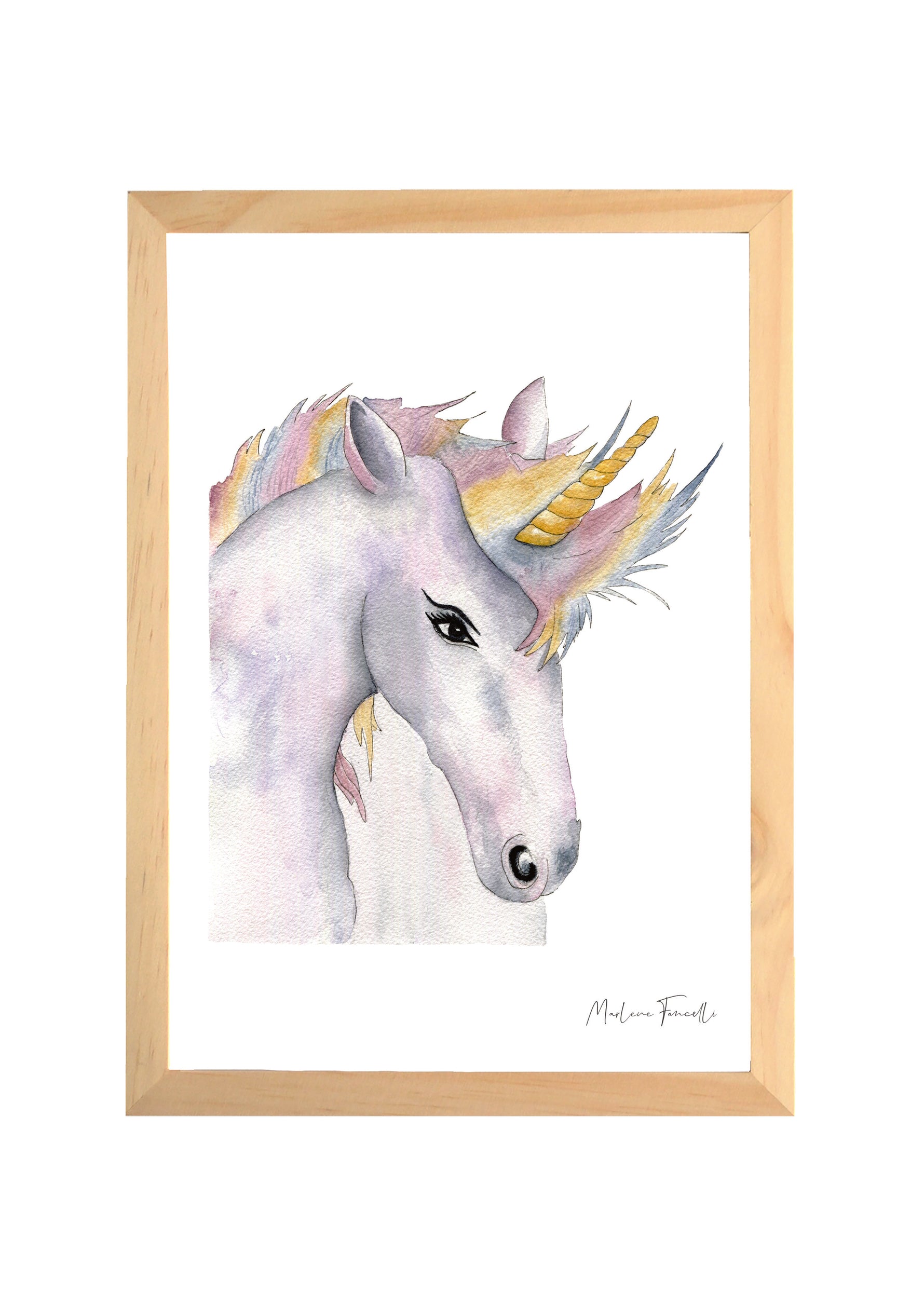 Affiche licorne aquarelle encadrée, décoration murale chambre enfant fille