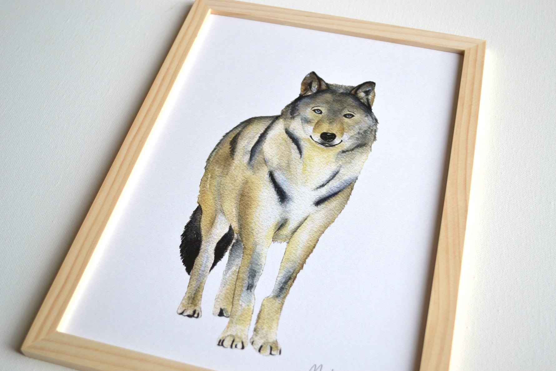 Affiche loup aquarelle décoration murale chambre enfant