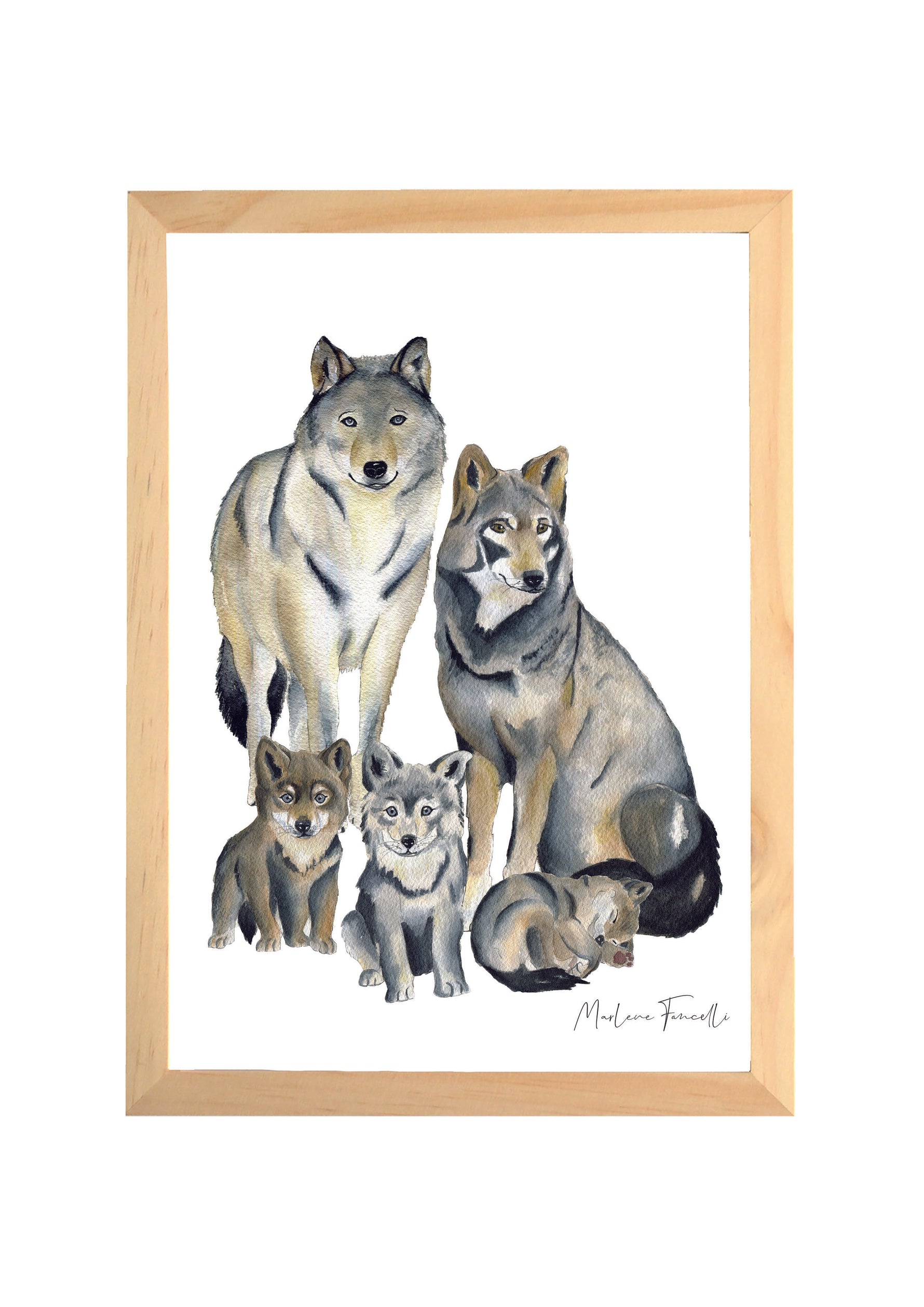 Décoration murale enfant thème forêt famille loup