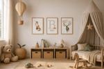 Affiche naissance personnalisée avec initiale, prénom et date de naissance, décoration chambre bébé forêt