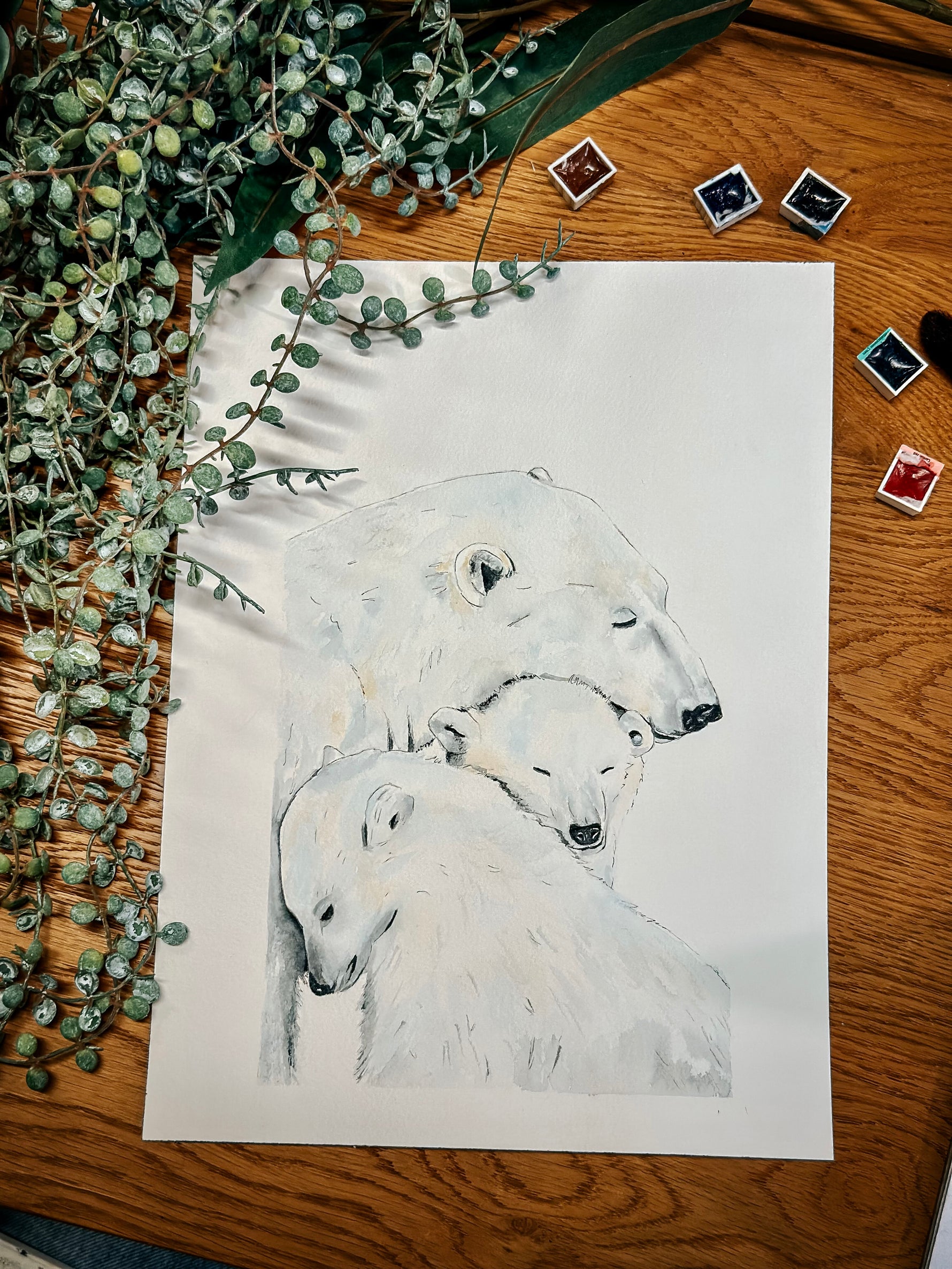 affiche ours polaire aquarelle chambre bébé