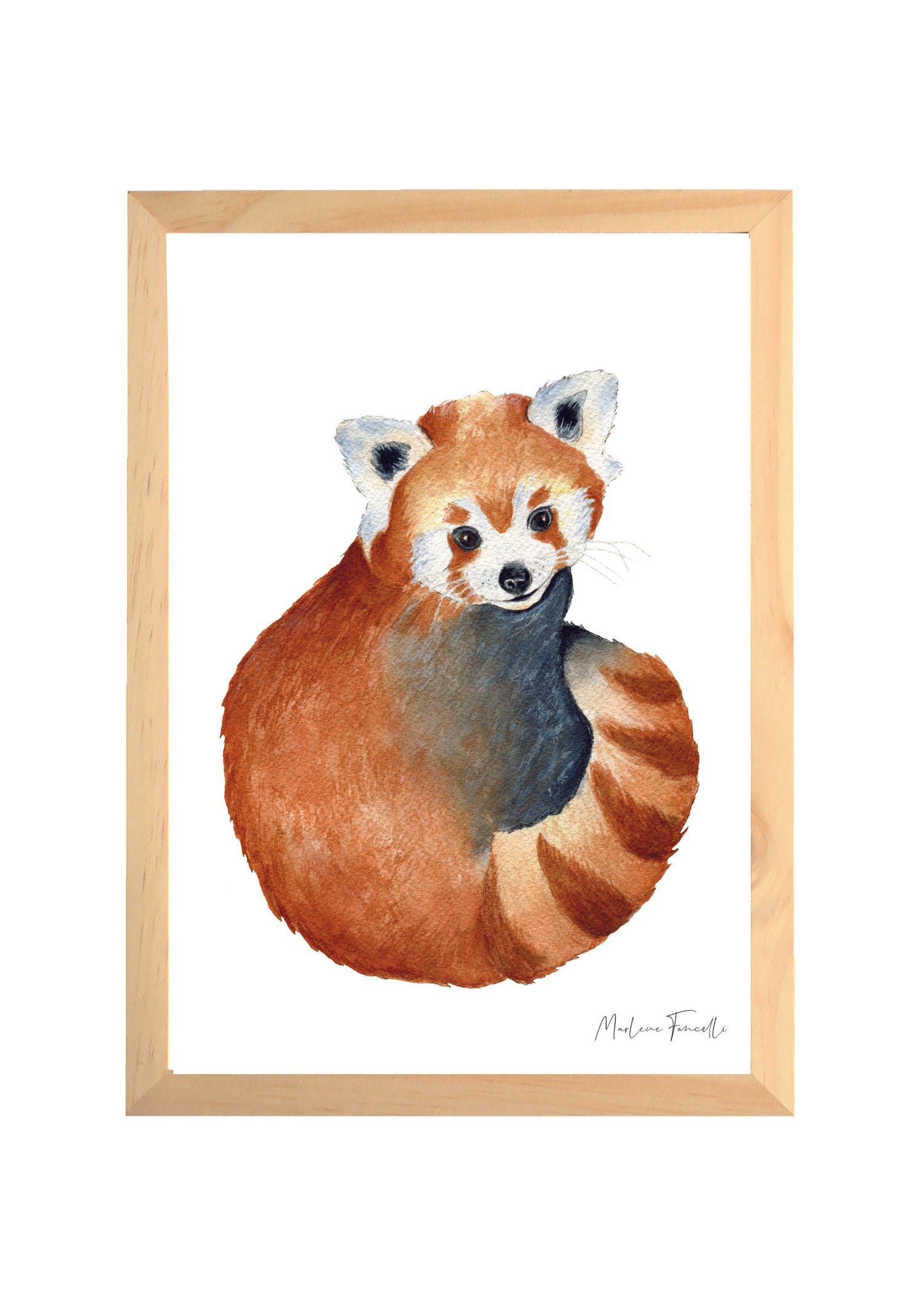 Affiche panda roux aquarelle pour chambre bébé