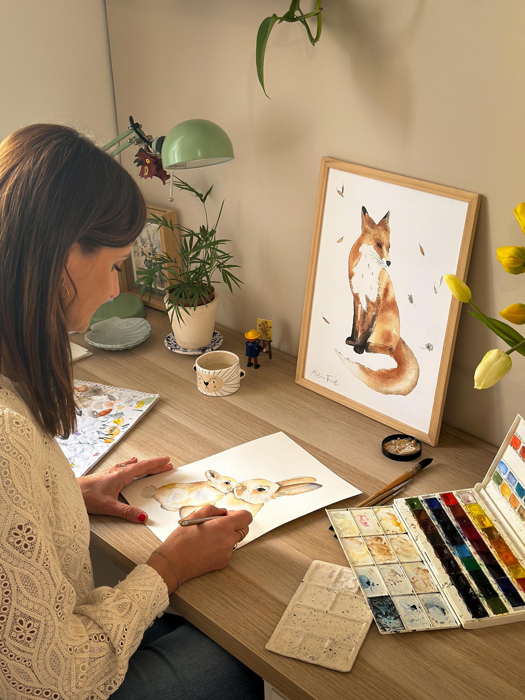 Affiche renard animaux de la forêt peinte à l’aquarelle