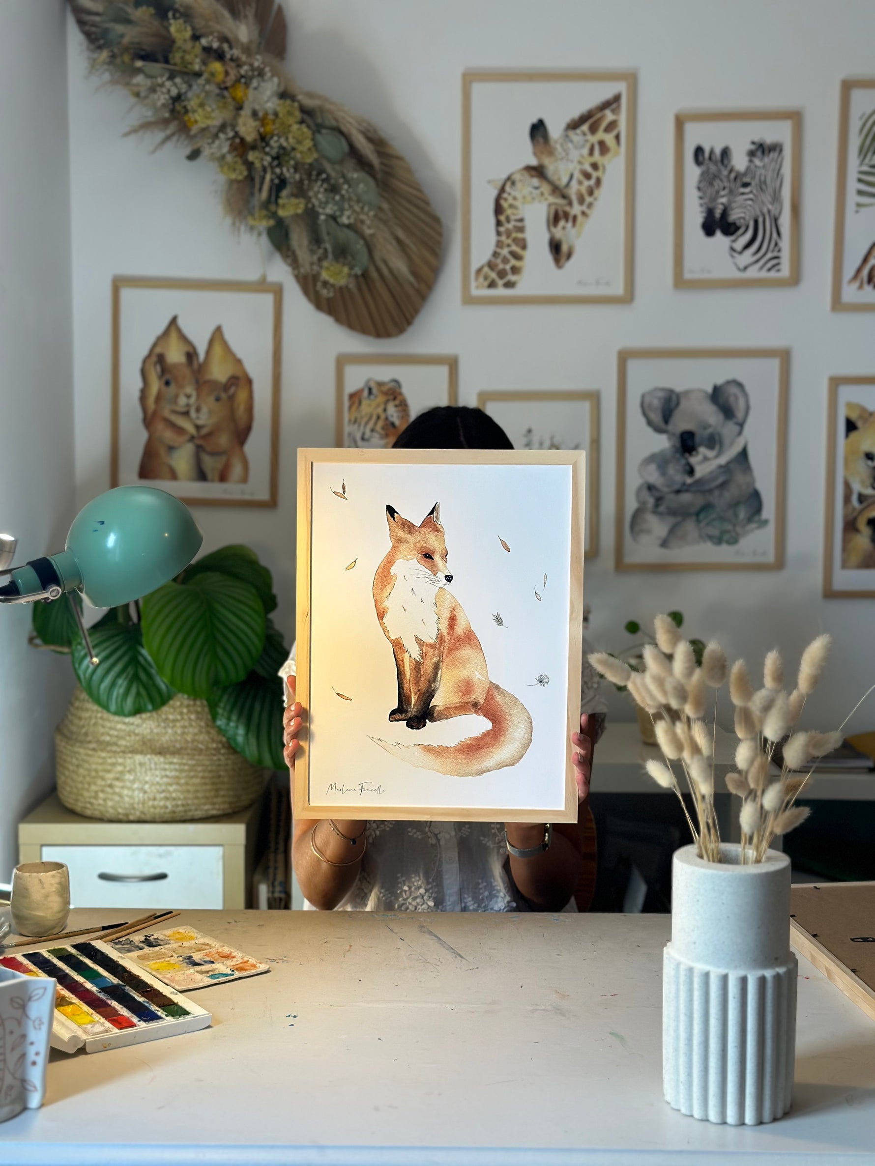 Affiche renard aquarelle décoration murale pour chambre d’enfant