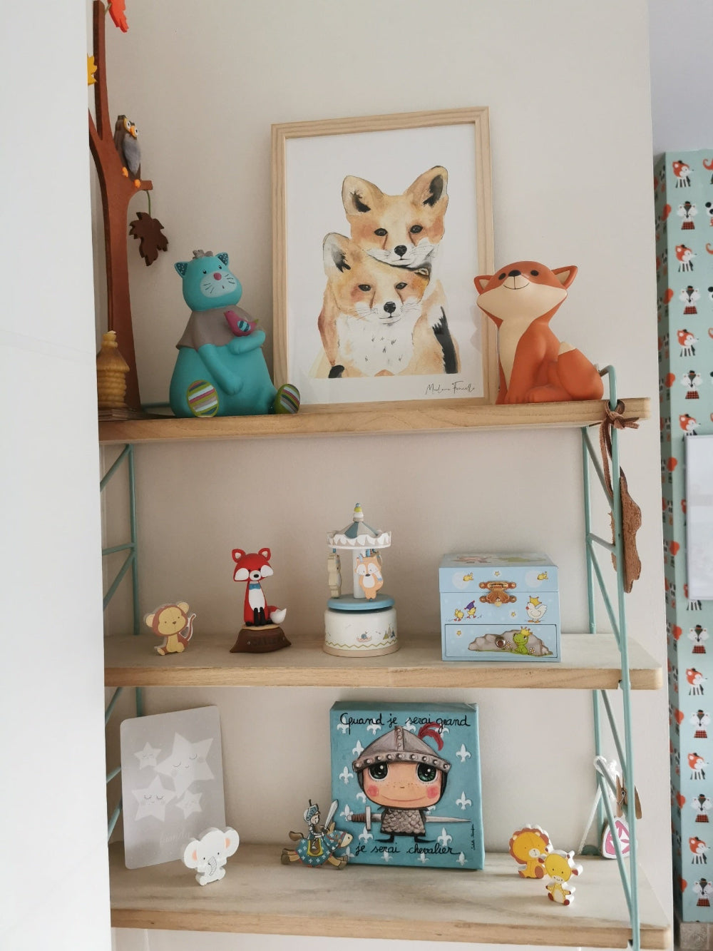 Poster aquarelle animaux  de la foret chambre de bébé et d'enfant 