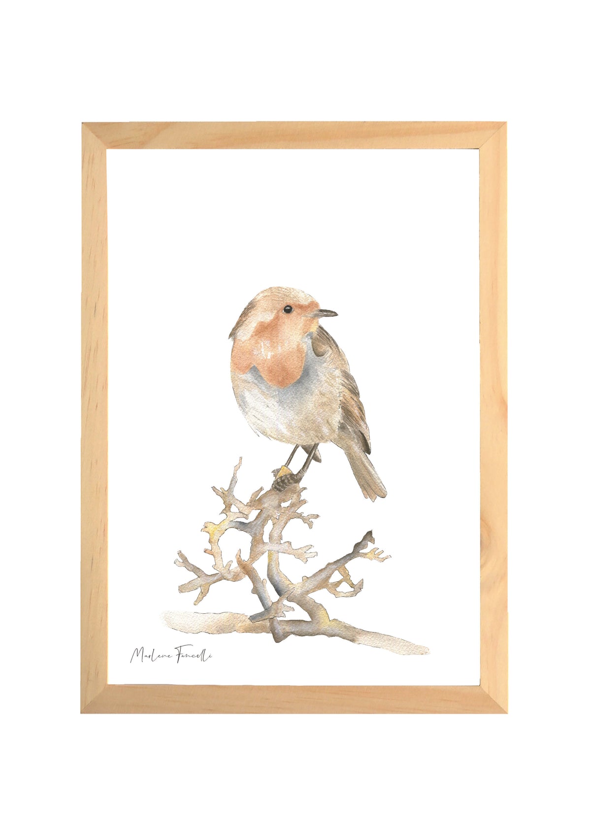 affiche rouge-gorge aquarelle chambre bébé