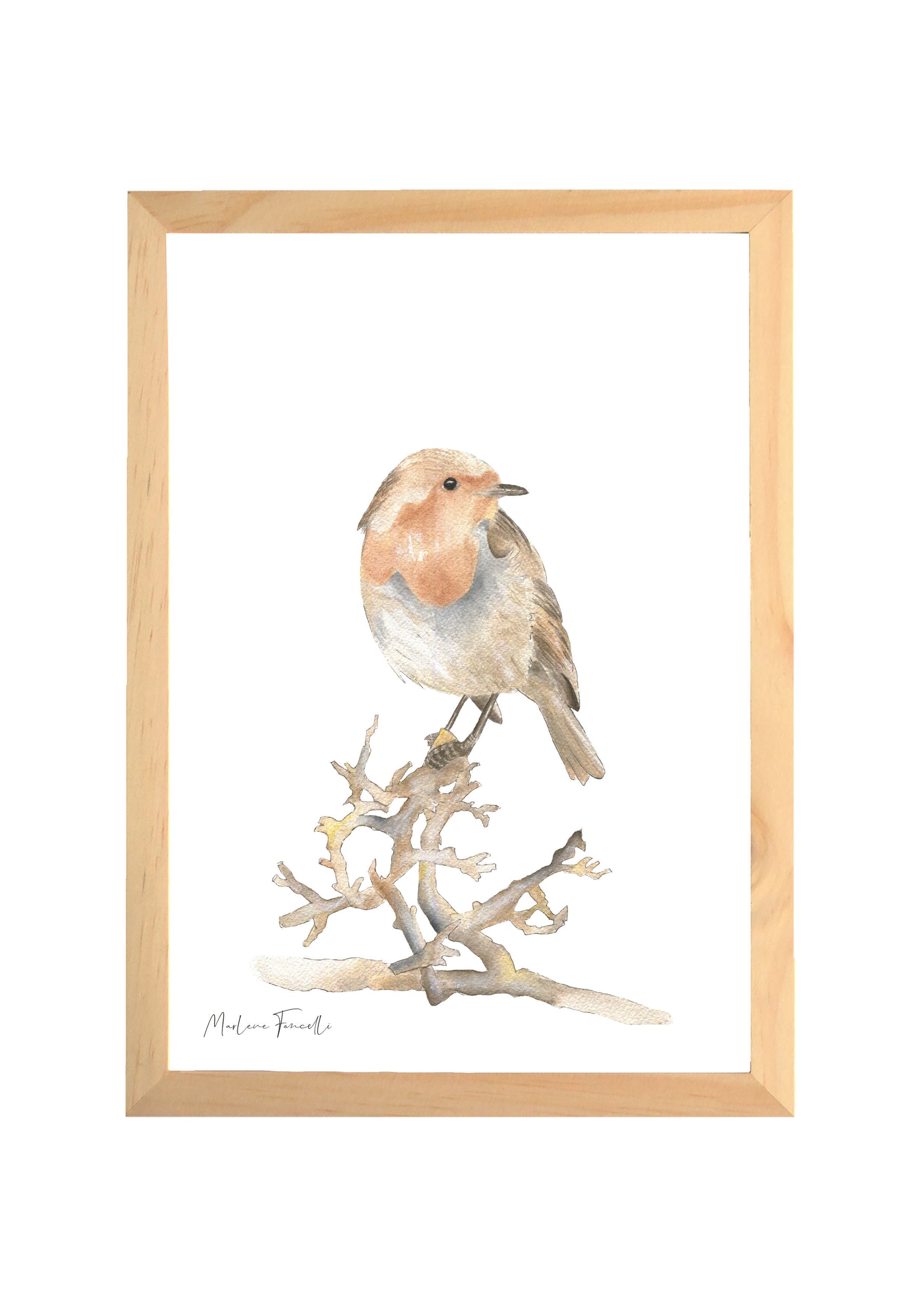 affiche rouge-gorge aquarelle chambre bébé