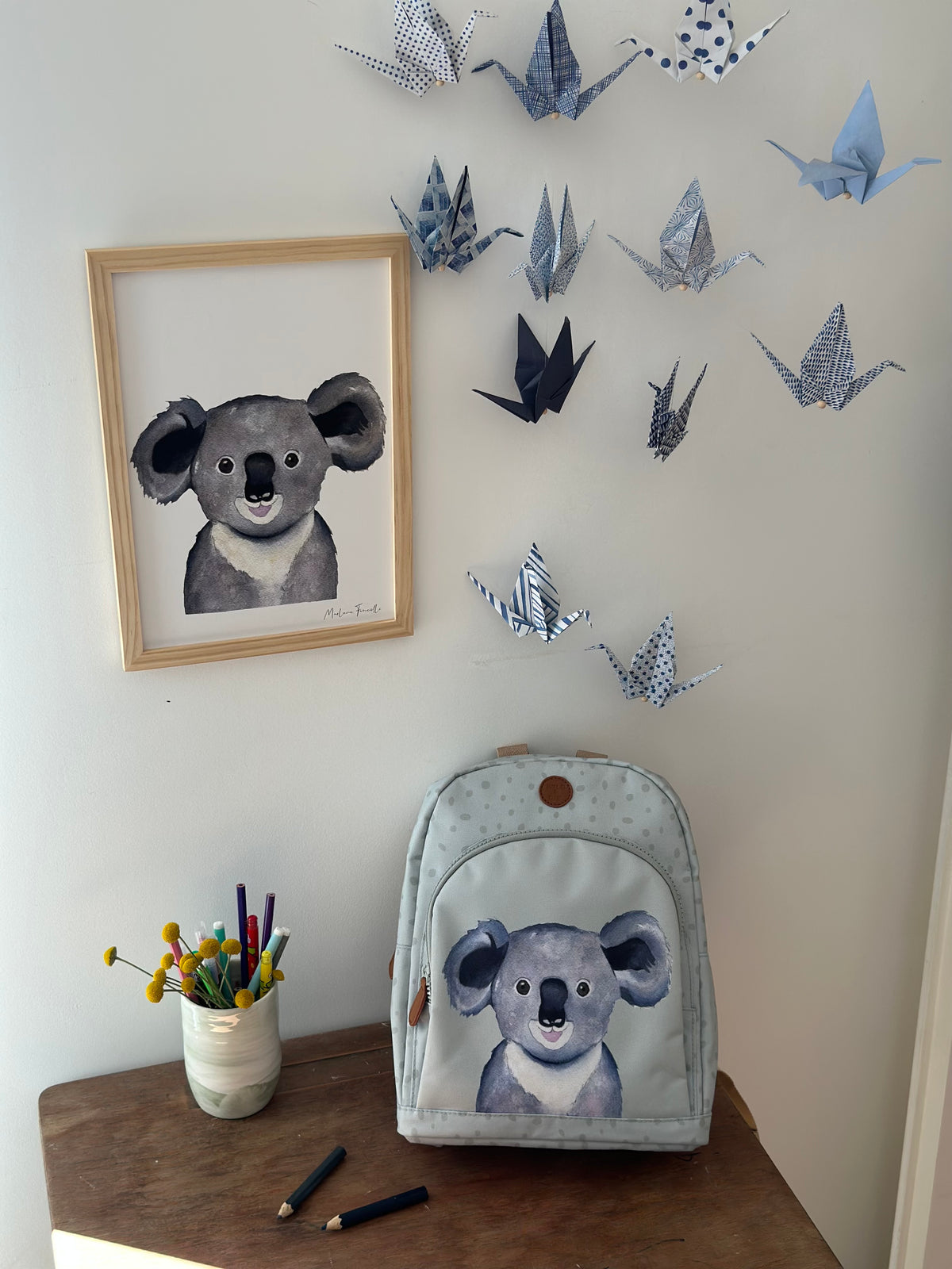 Sac à dos enfant cadeau naissance univers tendre aquarelle