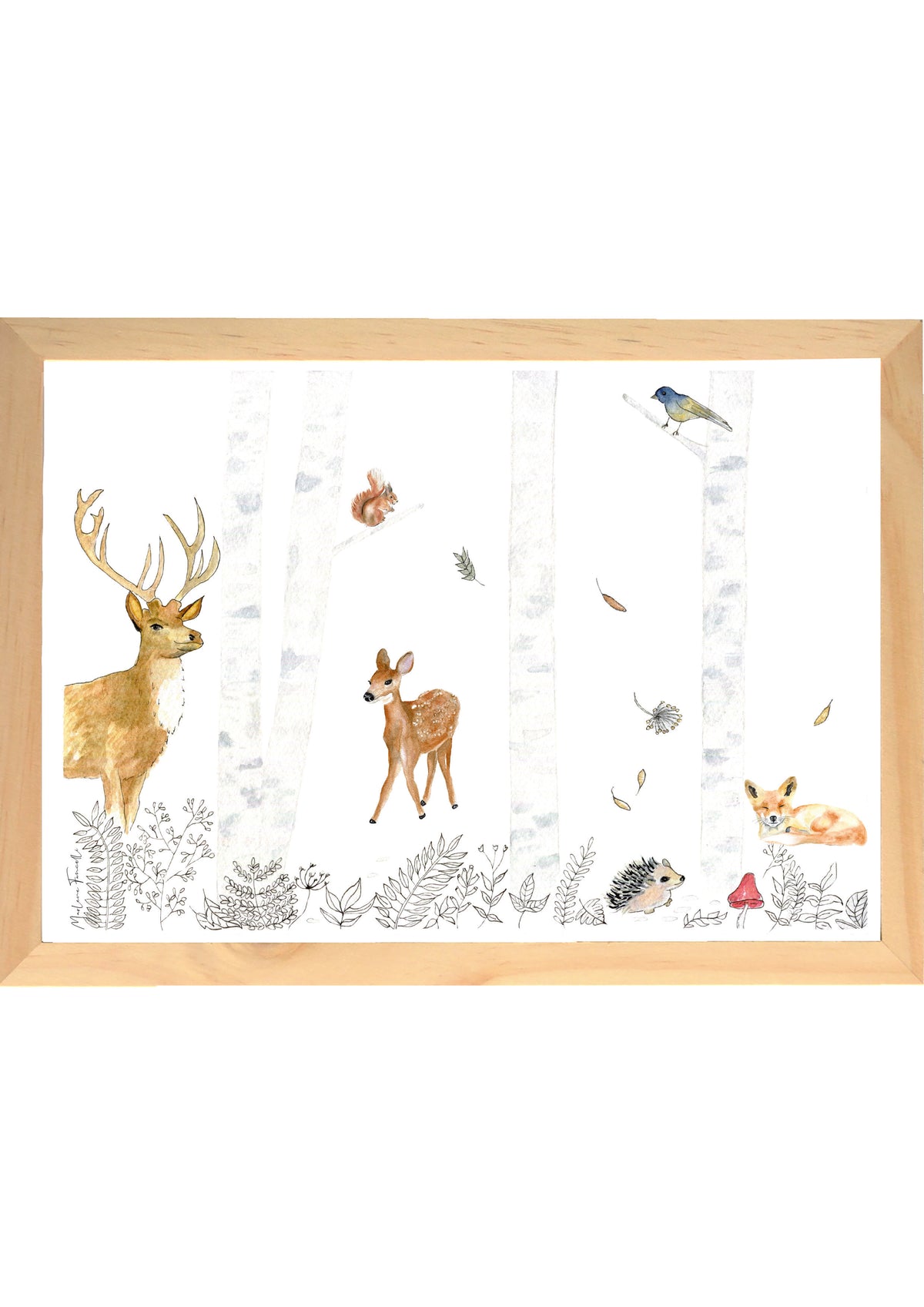 affiche sous-bois aquarelle chambre bébé