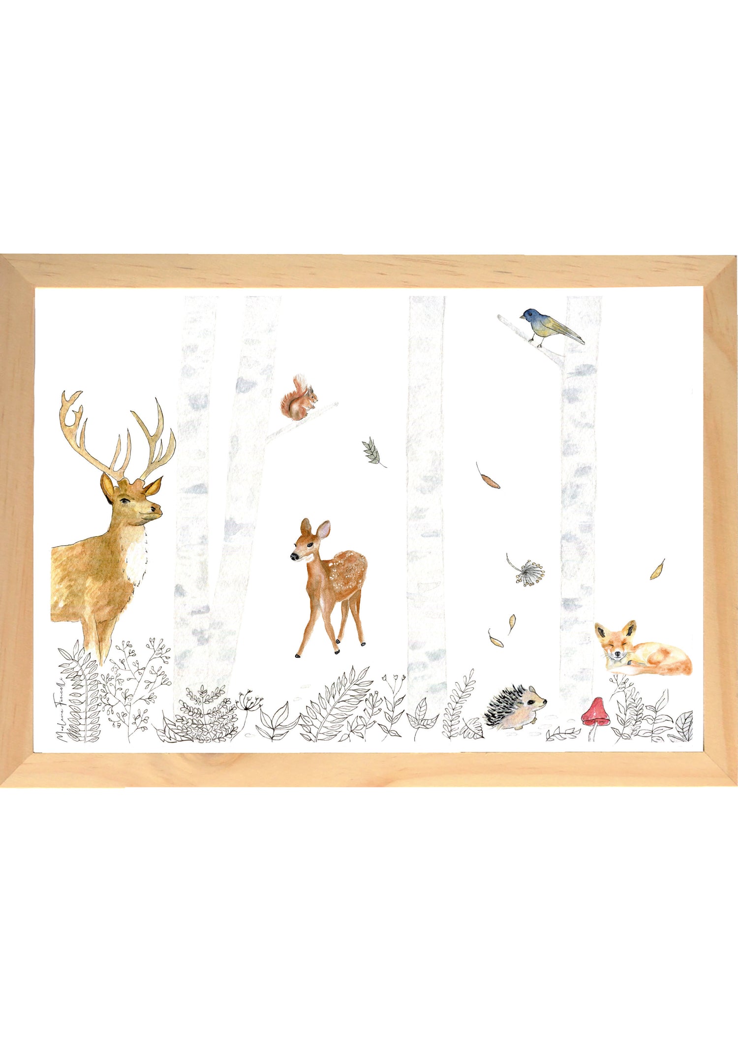 affiche sous-bois aquarelle chambre bébé