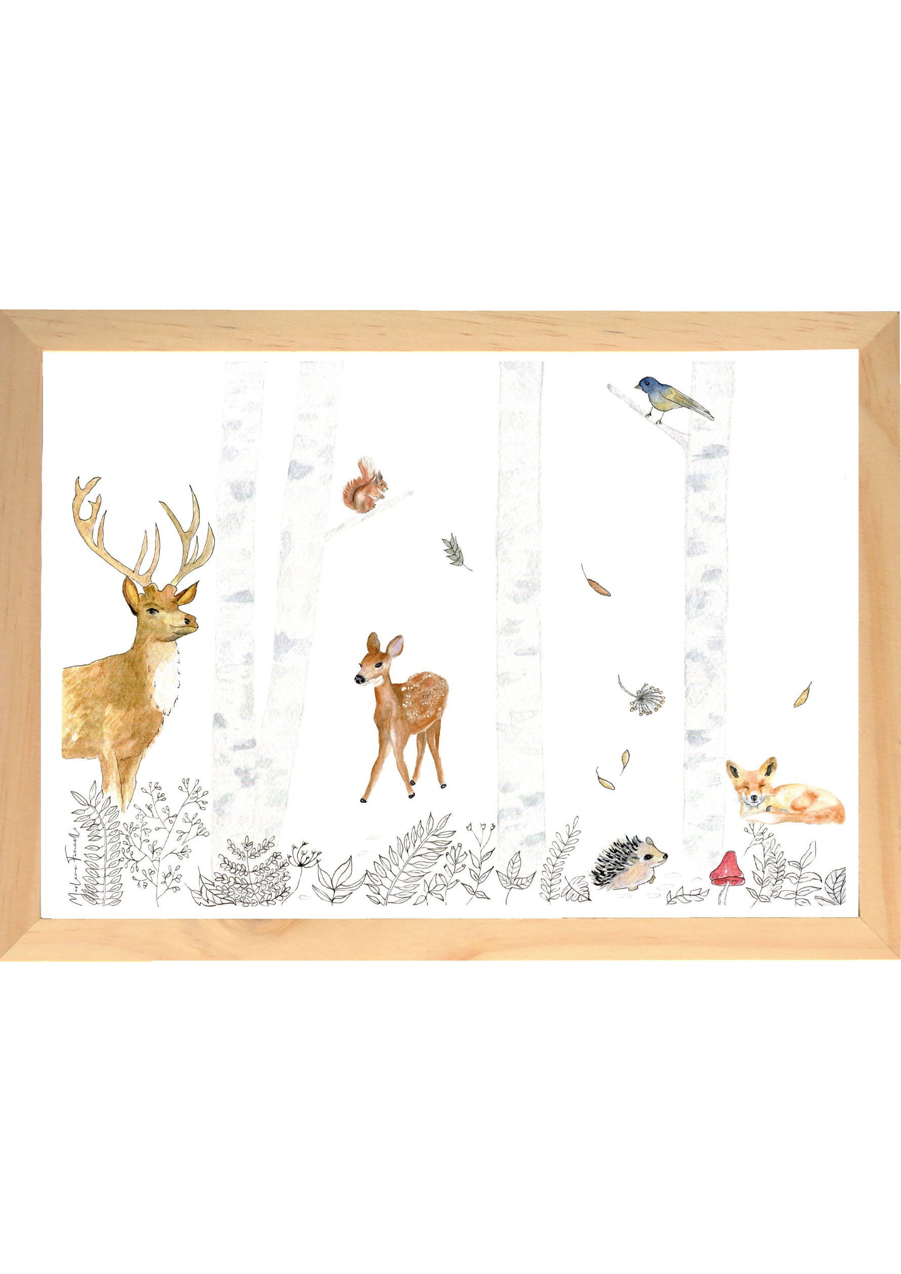 affiche sous-bois aquarelle chambre bébé