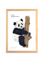 Cadre illustration aquarelle Panda avec prénom personnalisé 