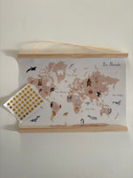 planisphere animaux à l'aquarelle - décoration chambre enfant et bébé