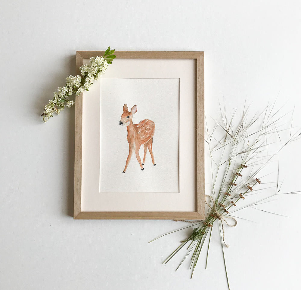 Cadre avec affiche aquarelle biche Suzy image 1