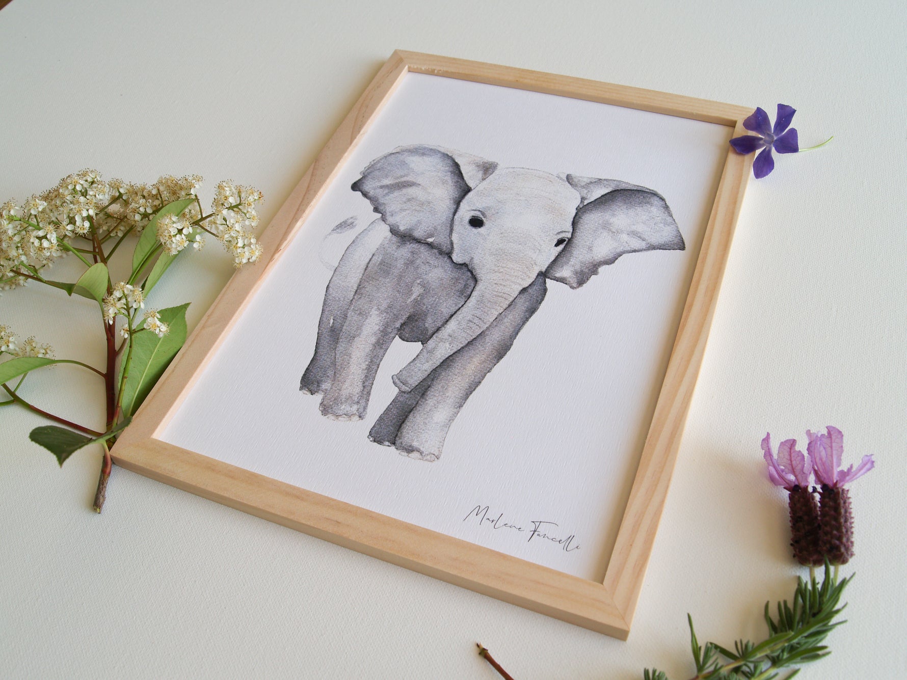 Cadre affiche aquarelle Eléphant Louis image 4