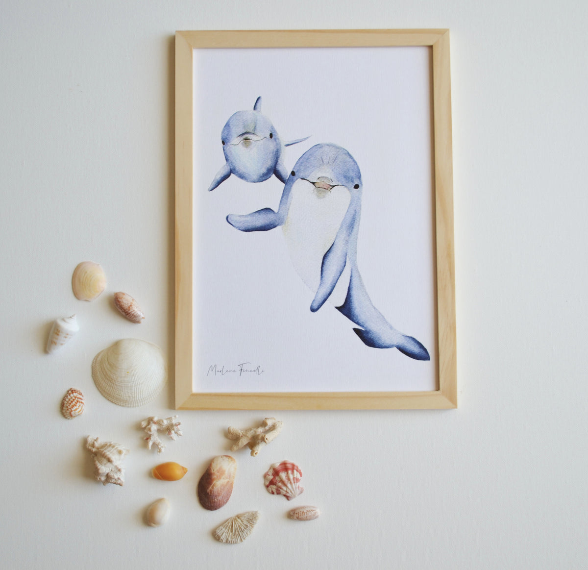 Cadre affiche aquarelle Famille Dauphin image 2