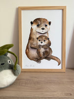 Cadre avec affiche aquarelle Famille Loutre image 3