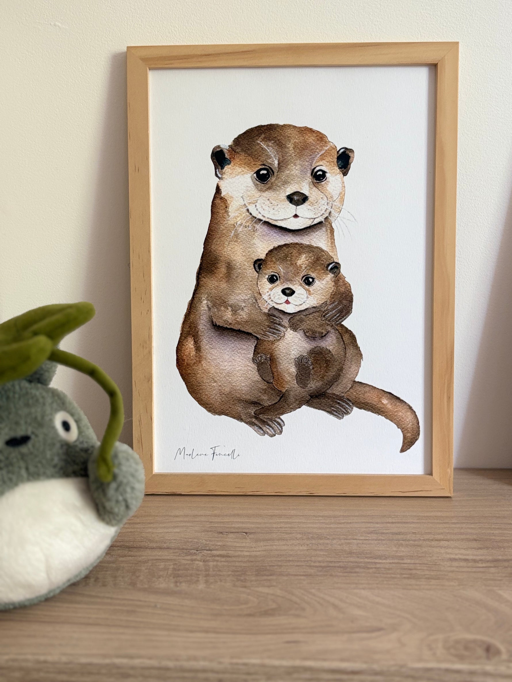 Cadre avec affiche aquarelle Famille Loutre image 3