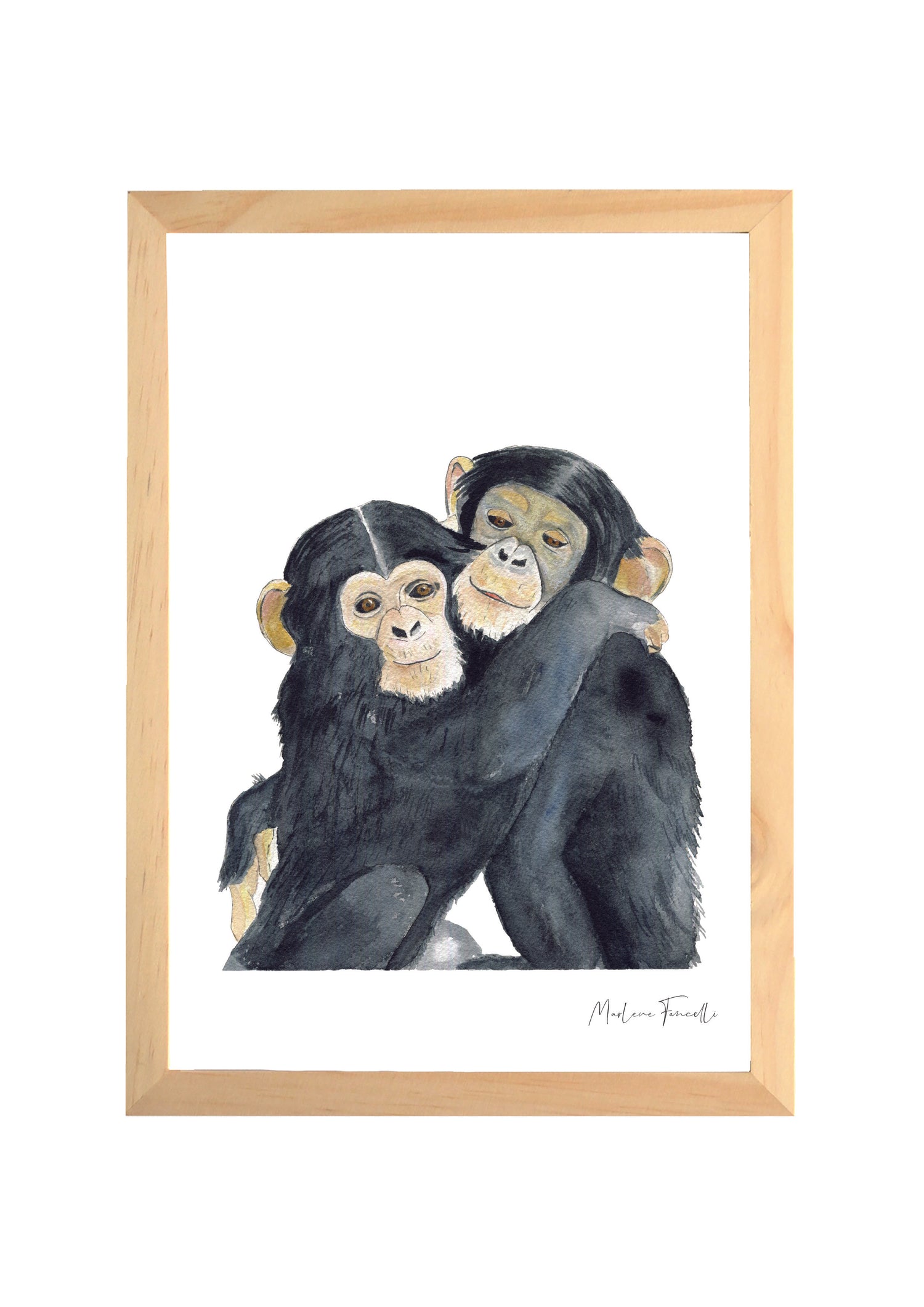 Cadre affiche aquarelle Famille Singe image 0