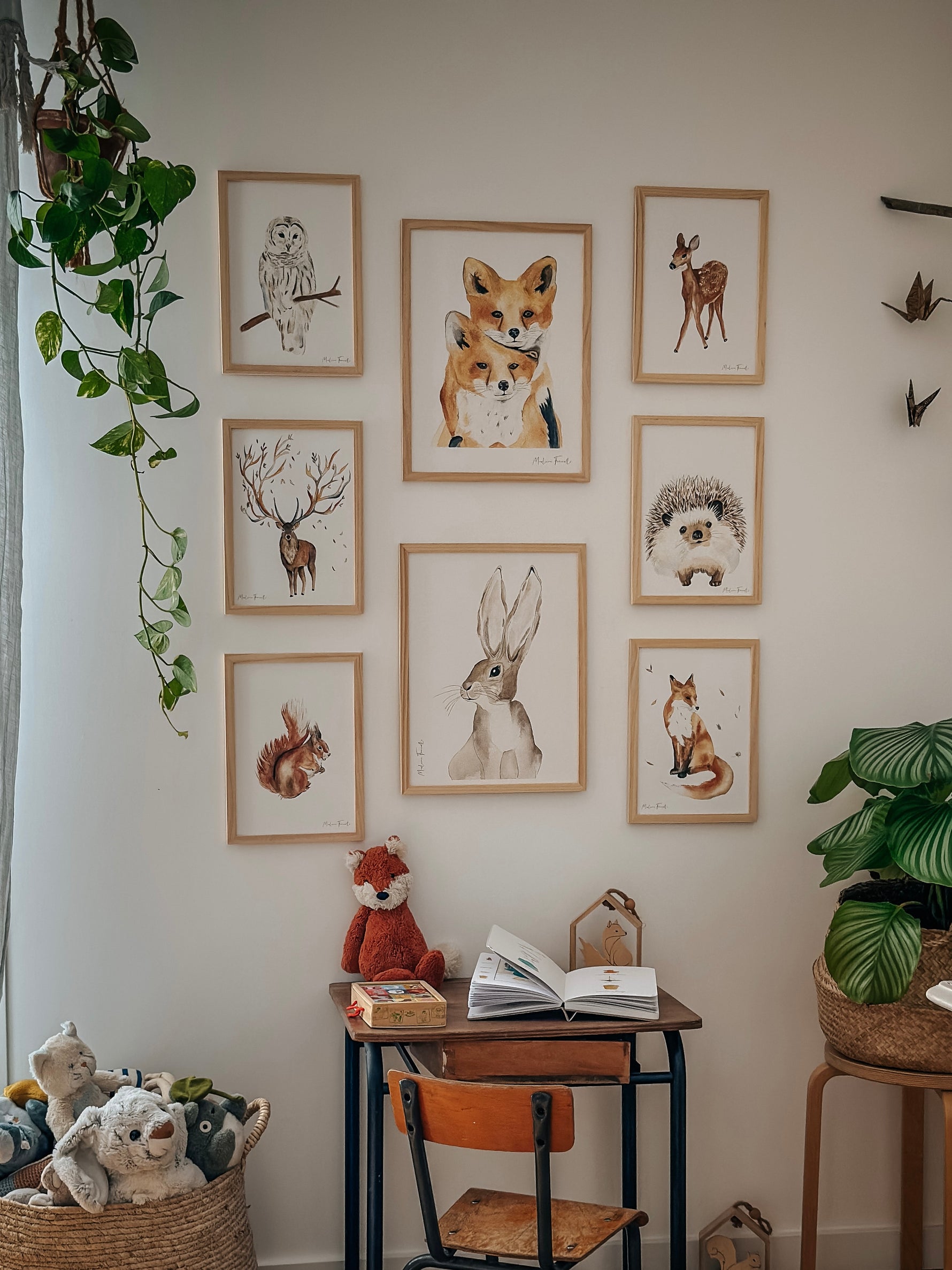 Cadre affiche aquarelle Famille Renard image 5
