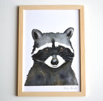 Cadre affiche aquarelle Raton Laveur Eddy image 1