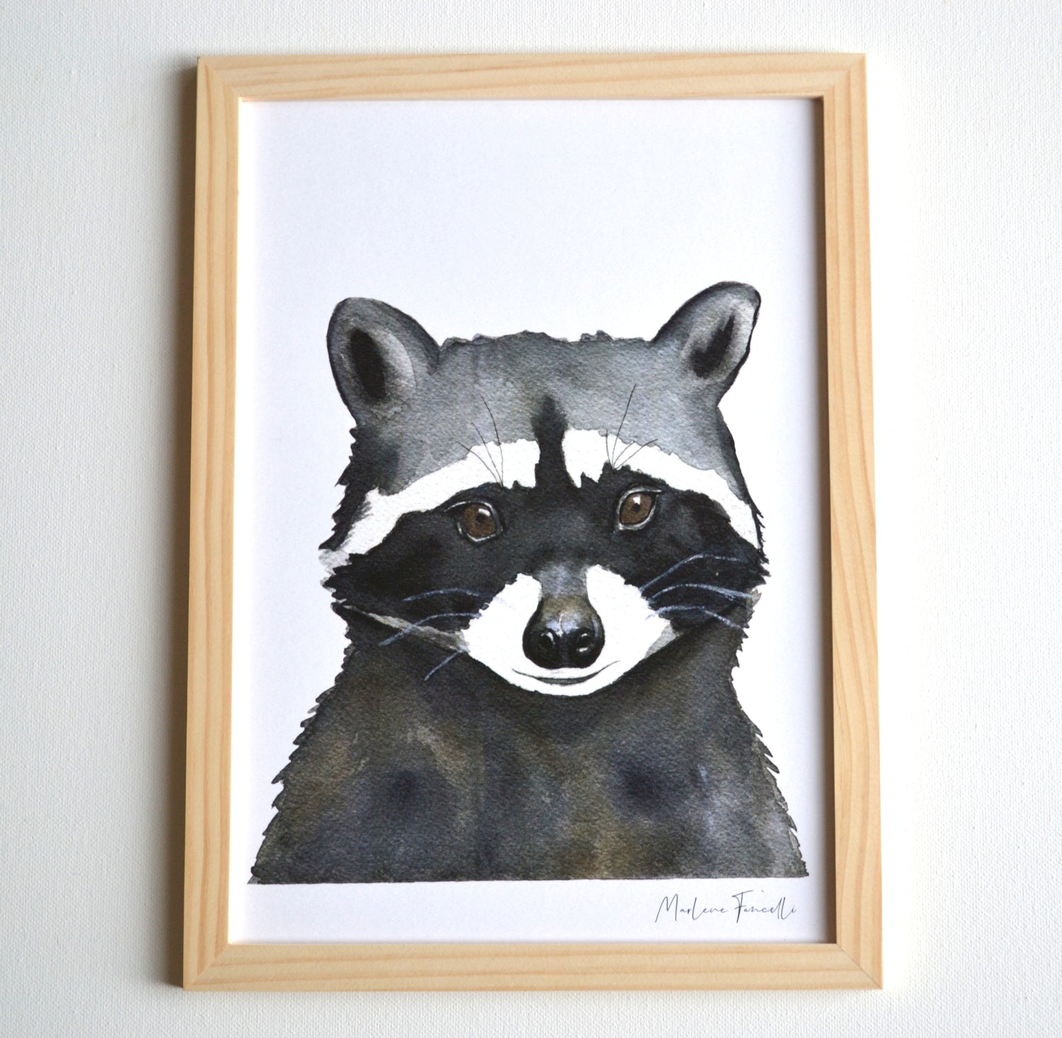 Cadre affiche aquarelle Raton Laveur Eddy image 1