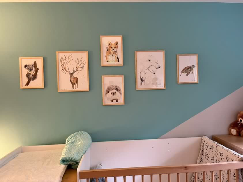 Poster aquarelle animaux de la foret et marins pour une décoration chambre bébé et enfant