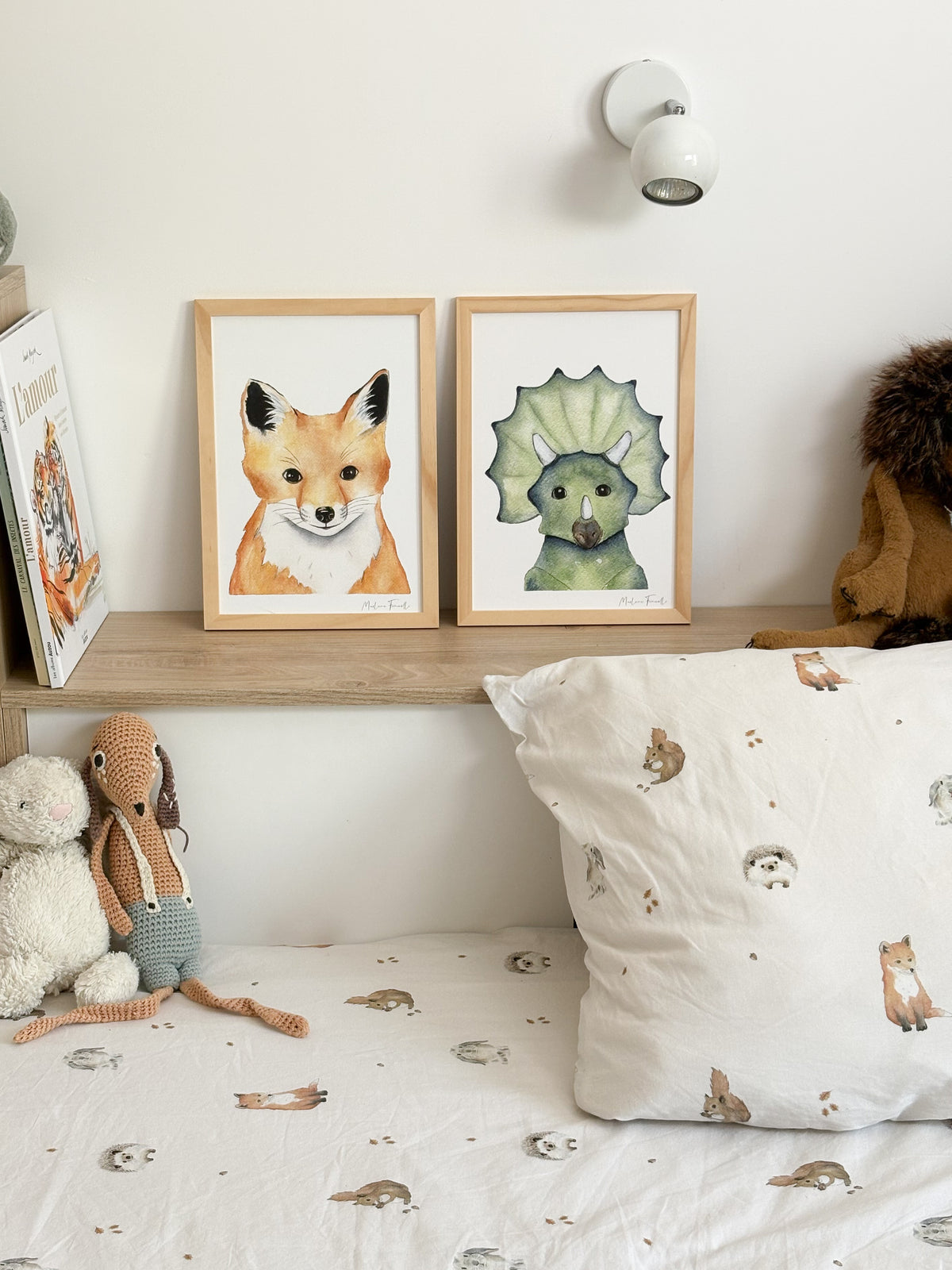 Poster dinosaure à l'aquarelle pour décoration chambre bébé et enfant 