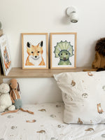 Poster dinosaure à l'aquarelle pour décoration chambre bébé et enfant 