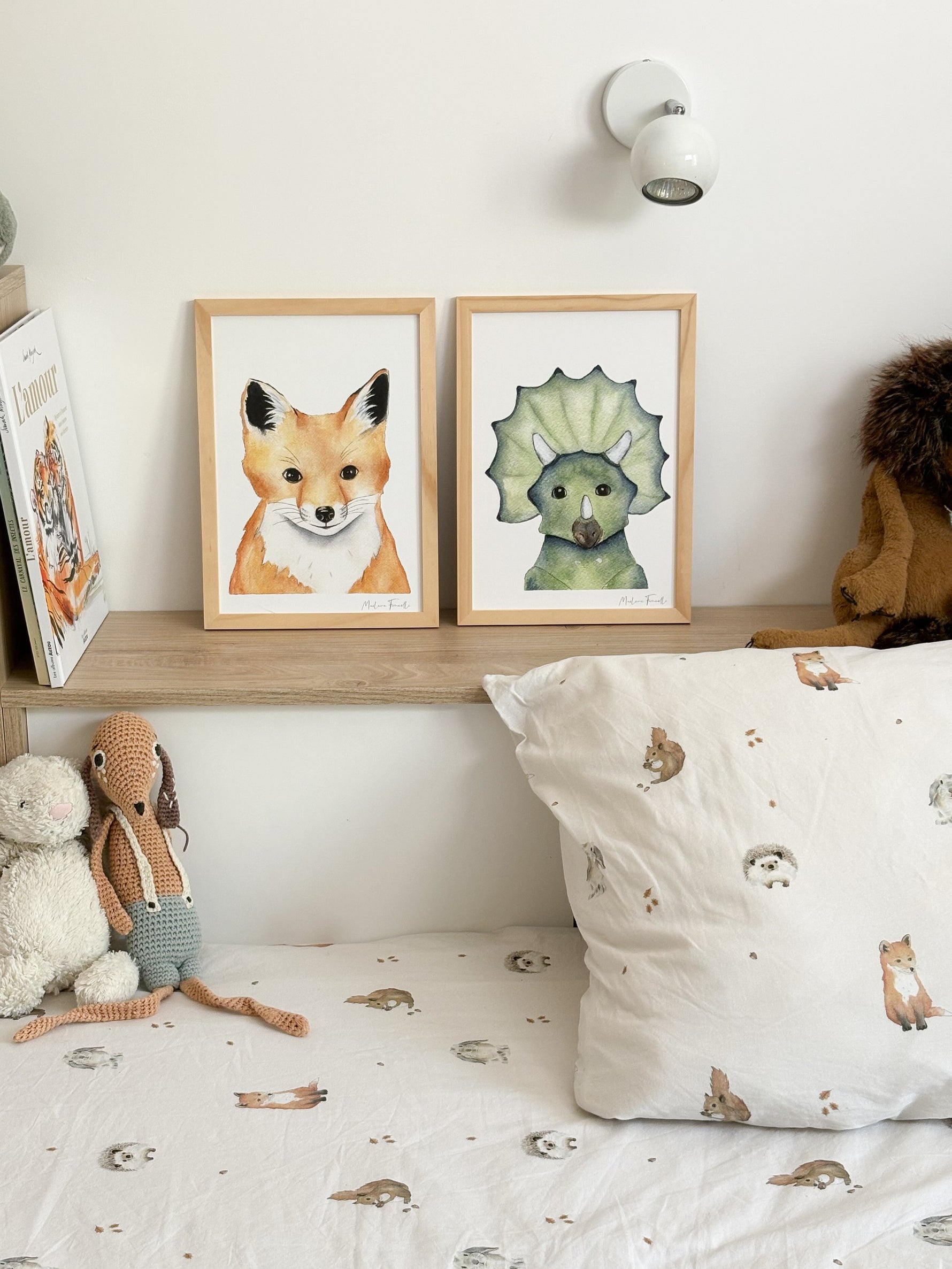 Poster dinosaure à l'aquarelle pour décoration chambre bébé et enfant 